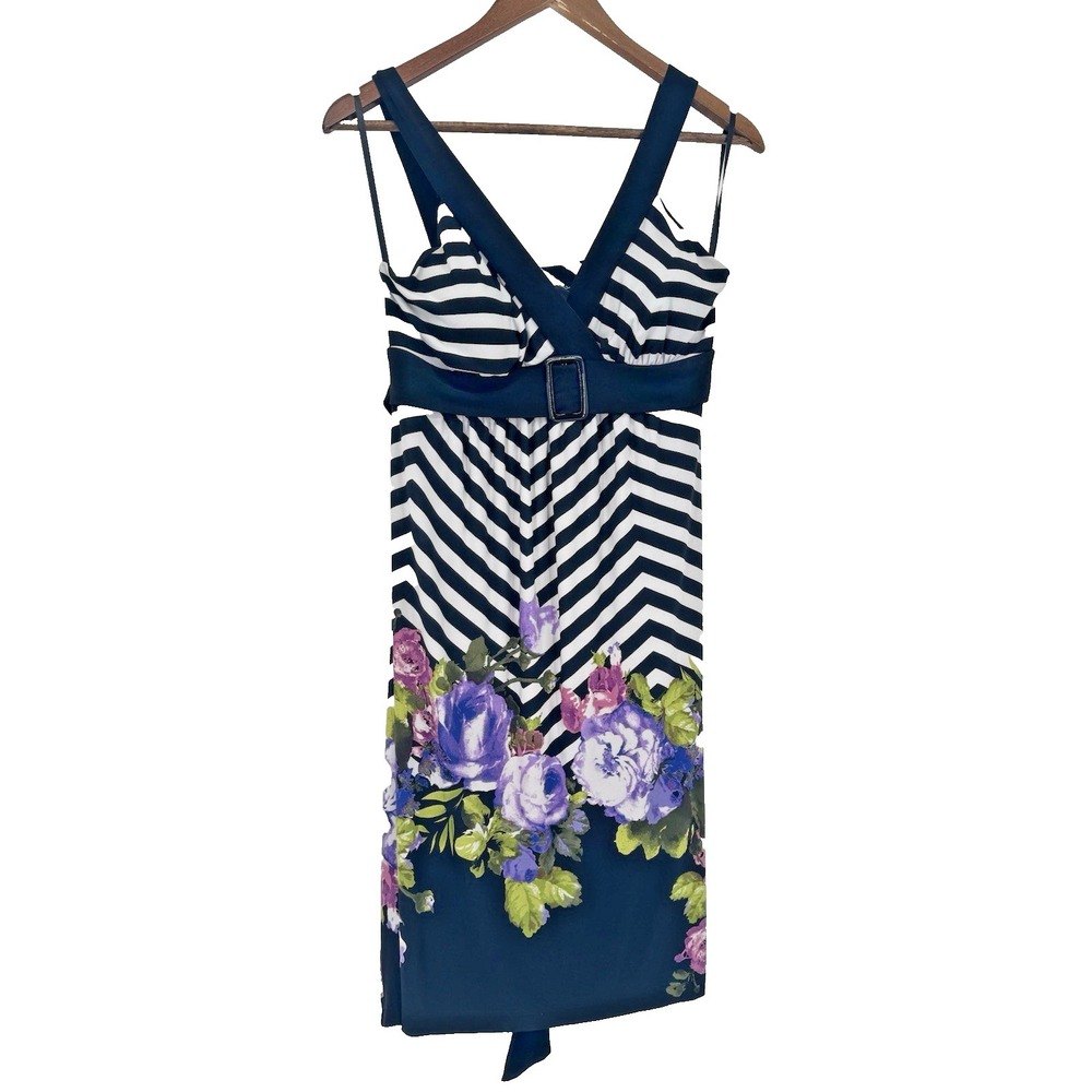 Sleeveless Striped Floral Dress V-Neck Buckle babydoll‎ fairy Y2K whimsigoth 10